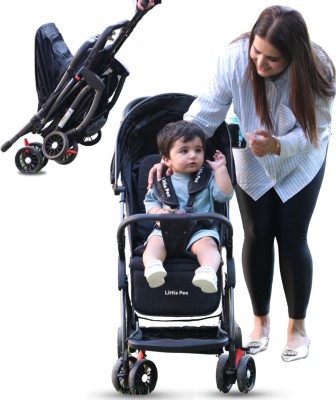 Little Pea One-Touch Button Fold,Travel Friendly with Pull Rod Stroller(5, Black)