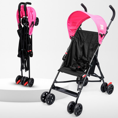 BeyBee Lightweight & Easy Fold Baby Stroller, Comfy Ride, Compact Design, Newborn PRAM Buggy(No Recline position, Pink)