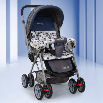LuvLap Sunshine Stroller/Pram, Easy Fold, for Newborn Baby/Kids, 0-3 Years, Stroller(3, Navy Blue)
