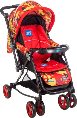 MeeMee Baby Stroller Pram for 0-3 Years| Rocking Function| Height Adjustable Handle Stroller Cum Rocker(3, Red)
