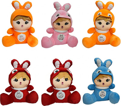 One Stop Traders Baby Face Rabbit Soft Toy for Kids | Cute Bunny Doll with Zipper  - 35 cm(Multicolor)