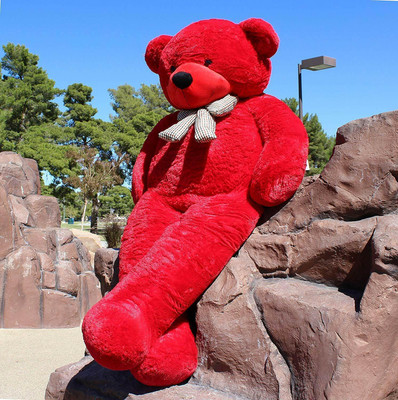 Swag Traders Long Soft Lovable huggable Cute Giant Life Size Teddy Bear washable Child Safe Best for Birthday Gift valentine Gift for Girlfriend 6 FEET RED  - 182 cm(Red)