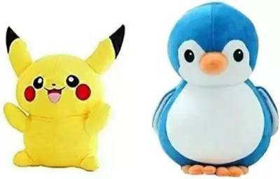 Miscue POKEMON PIKACHU AND BLUE PENGUIN COMBO SOFT TOYS FOR KIDS, GIRLS,BOYS TEDDY BEAR  - 30 cm