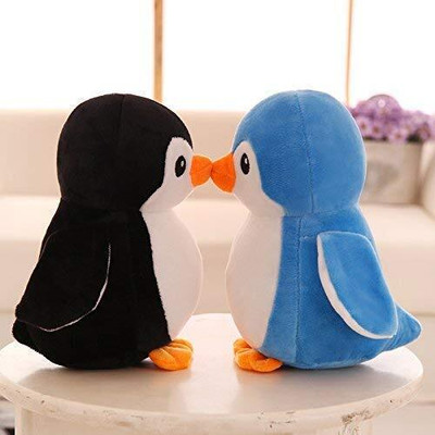 Gking Combo Soft Toy Penguin for Kids | Soft Cute Plush Animal Toy Color Blue & Black  - 25 cm(Multicolor)
