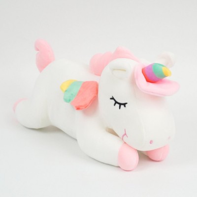 Liquortees Unicorn Soft Toy Stuffed ( Sleeping Unicorn ) Color- White and Rainbow Wings  - 25 cm(White)