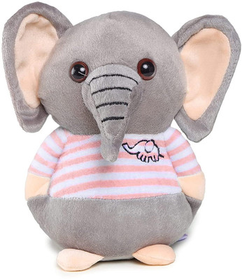 BeautyBazaar Soft Animal Plush Elephant Toy  - 20 cm(Grey)