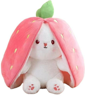 Patly Reversible Stuffed Strawberry Carrot Lop Eared Bunny Plush Toy  - 30 cm(Multicolor)