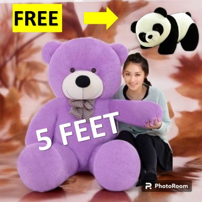 Krishna Creation 5-Foot Purple Teddy Bear with Free Mini Panda Plush Toy - Giant Cuddle Buddy Set  - 152 cm(Purple)