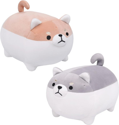 TechMax Solution Cute Shiba Inu Plush Toy Combination Corgi Plush Pillows  - 30 cm(Brown)