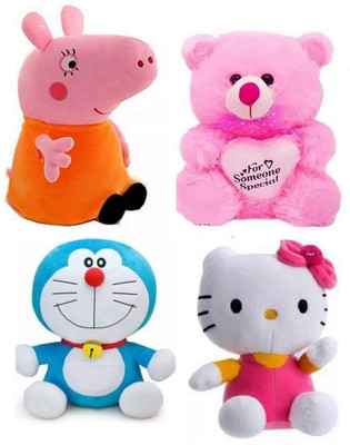 MPR ENTERPRISES Playing Doremon, Peppapig, Hellokitty,Mono & Duck Kids boys, girls teddy bear  - 29 cm(Multicolor)