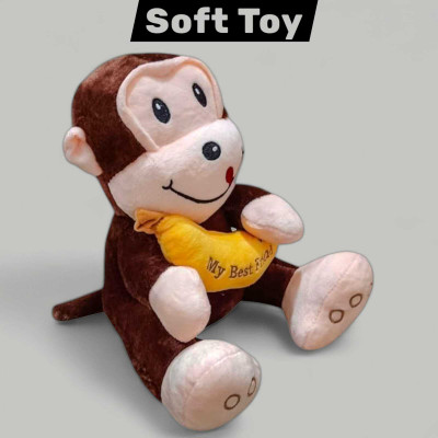 Luipui Monkey Soft Toy with Banana – Premium Plush for Kids | Soft Toy  - 38 cm(Brown)