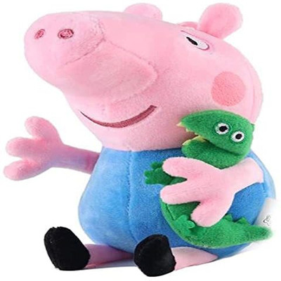 sai ji George Pig Stuffed Plush Toy with Cute Animal Teddy Bear, Pink and Green  - 30 cm(Multicolor)