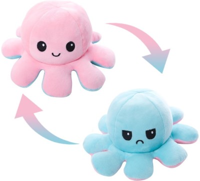 Teddify Premium Quality Reversible Octopus Dual Colour Mini Plush Stuffed Animal Toy  - 20 cm(Multicolor)