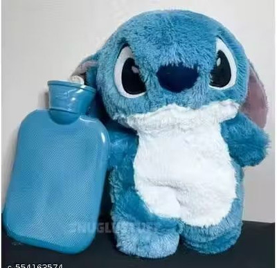 SMILEHUB Blue Hot Water Bag Cute Soft Plush Stitch Cartoon Toy for Girls  - 30 cm(Blue)