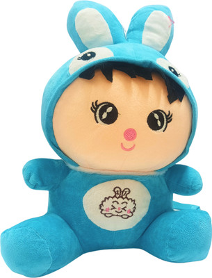 shizuha Cute Blue Bunny Plush Toy, Soft Stuffed Animal with Embroidered Details  - 20 cm(Multicolor)
