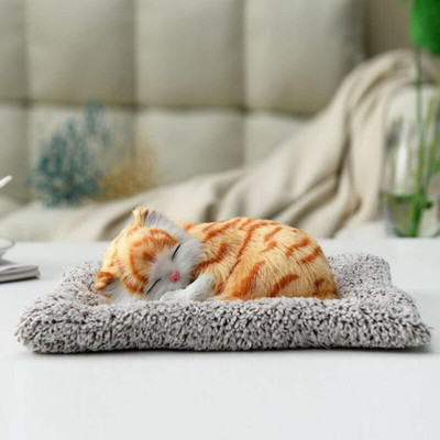 Bogenlite Sleeping Cat Plush Toy with Press Simulation Sound  - 25 cm(Tan)