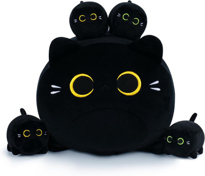 TechMax Solution Black Cat Mommy and Her Four Tiny Plush for Birthday Gift  - 60 cm(Black)