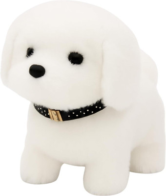 ROSE KULI Walking Hopping and Barking Dog Soft Toy with Sound and Music Best Gift for Kids  - 15 cm(White)