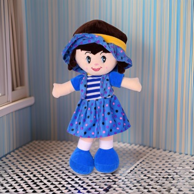P I SOFT TOYS Plush Cute Curly Doll Super Soft Toy Winky Doll Huggable for Girls Blue  - 40 cm(Blue)