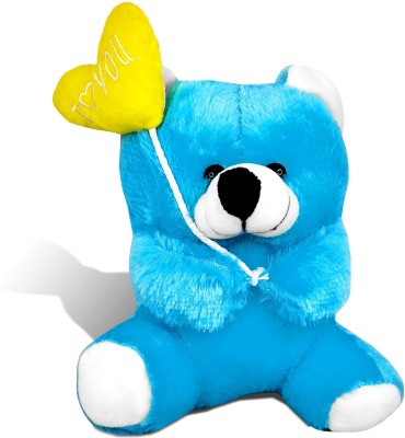 Uniqon (Size:20x27cm) Blue Heart Balloon Teddy Bear Soft Toy for Girls & Boy, Kids Gift  - 27 cm(Blue)