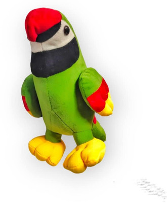 OCTOPUS Green Parrot Soft Toy for Kids | Stuffed Plush Animal  - 23 cm(Multicolor Parrot)
