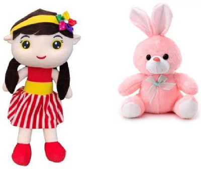Nihan Enterprises Soft & cute Pink Bunny(16cm) with Beautiful Sofia Doll combo for Your kids.  - 15 cm(Multicolor)