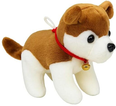 Budetto Realistic Puppy Dog Soft Toy – Stuffed Dog Toy for Kids  - 30 cm(Brown)