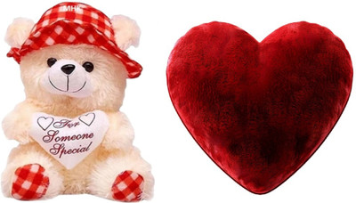 MHK HEART & BUTTER RED CAP Soft Stuffed Toy  - 18 cm(Multicolor)
