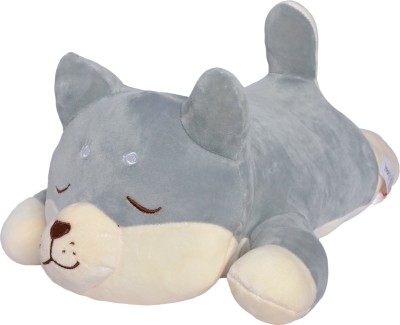 Lil'ted Sleeping Husky Soft Plush Stuffed Animal Dog Cute Toy for Kids Boys  - 35 cm(Grey)