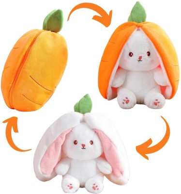 Toyingly Fruit rabbit reversible bunny carrot soft stuffed plush toy for girls zip  - 30 cm(Yellow, Orange)