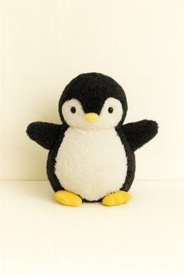 Toyingly Plush Fur Penguin Stuffed Animal, Black and White, Soft Cuddly Toy  - 30 cm(Black)