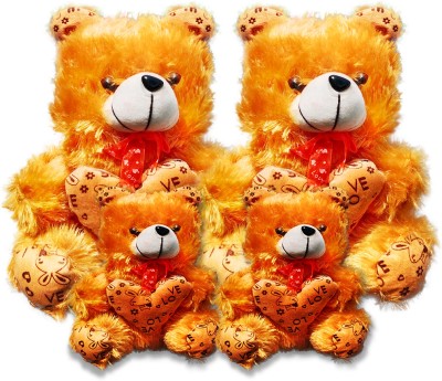 Topgrow Brown Teddy Bear with Heart (13Inch) and Brown mini (6inch) Set of 4  - 13 inch(Brown)