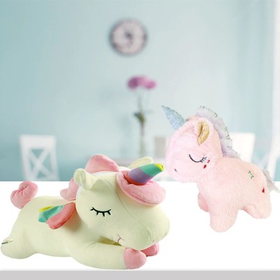 Toyingly Cute Sleeping unicorn and pink fur unicorn soft stuffed toy  - 50 cm(Multicolor)