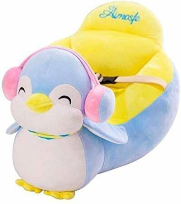 Kids wonders Velvet Sofa Chair for Kids with Belt Animal Face | Comfortable Soft Cushion Sofa Seat (Penguin)  - 30 cm(Multicolor)