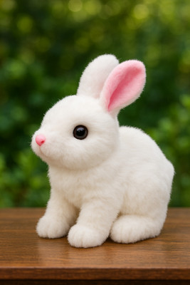 Bitline Bunny Toy with Sounds Jumping Rabbit Wiggling Ears Twitching Mouth and Nose  - 7 cm(White)