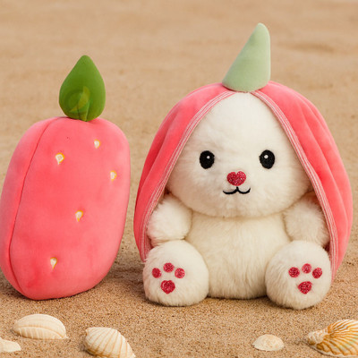 MARSELITE Strawberry Bunny Rabbit Soft Toy for Girls Bedroom Gift and Home Decor  - 25 cm(Pink)