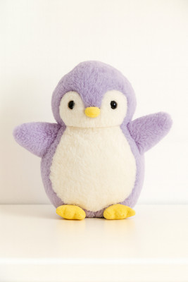 Toyingly Plush Fur Penguin Stuffed Animal, Soft Purple and White, Yellow Beak and Feet  - 30 cm(Lavender)