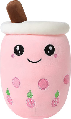 TechMax Solution Cute Boba Tea Plush Stuffed Bubble Tea Plushie  - 13.7 inch(Pink)