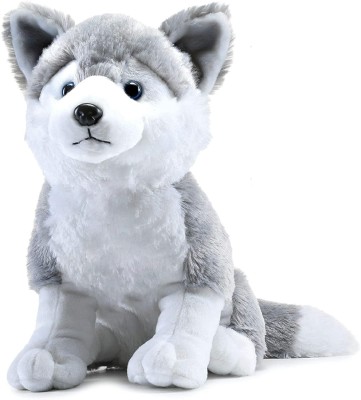 tinytotem Husky Dog Stuffed Animal - Soft Toy with Glitter Eyes, Gift for Kids/Adults  - 25 cm(Grey)