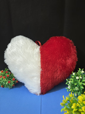 ADQK Red & White Heart Soft Toy For Gift  - 28 cm(Red)