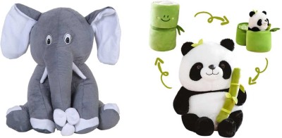 SHAH Combo of Bamboo Panda and Appu Elephant  - 22 cm(Multicolor)