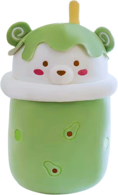 TechMax Solution CUTE GREEN BEAR STRAWCUP PLUSH  - 30 cm(Green)