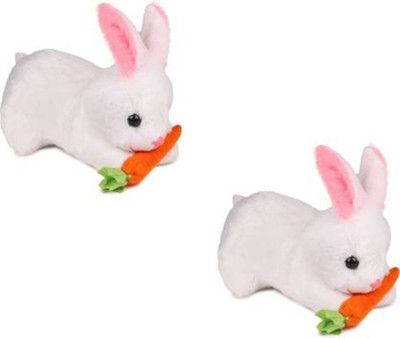 FUN2PLAY Cute And Very Soft 2 Combo Rabbit with carrot Best Gift For Valentine - 25 cm  - 25 cm(White)