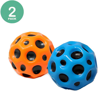 Fun FIt Moon Shape High Bouncing Space Balls Pack of 2 – Sensory Training Toy for Kids  - 6.6 cm(Multicolor)