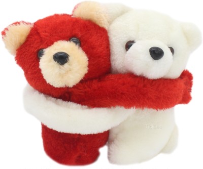 Tickles 2 Pcs Hugging Couple Teddy Bear Soft Stuffed Plush Toy For kids Baby Girls Birthday Gifts Valentine's Day Decoration  - 18 cm(Red & White)