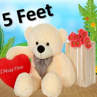 Krishna Creation 5 Ft Red Soft Teddy Bear | Big Sized Very Cute, And Lovable & Huggable Teddy  - 150 cm(Cream)