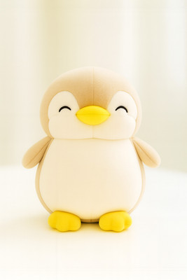 Toyingly Plush Sleeping Penguin Stuffed Animal, Large Soft Toy, Yellow and Beige  - 30 cm(Beige)