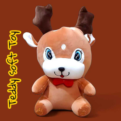 Luipui New Deer Plush Toy – Cute Jungle Animal Stuffed Toy for Kids & Gifting  - 38 cm(Brown)