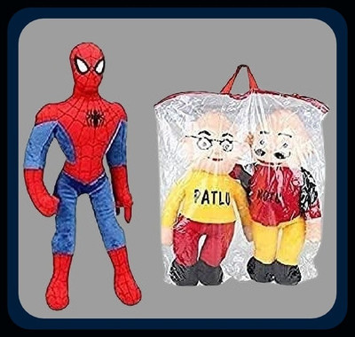 Swarah Collections Cute Motu Patlu with Spiderman Soft Toy For Kids-Toys  - 25 cm(Multicolor)