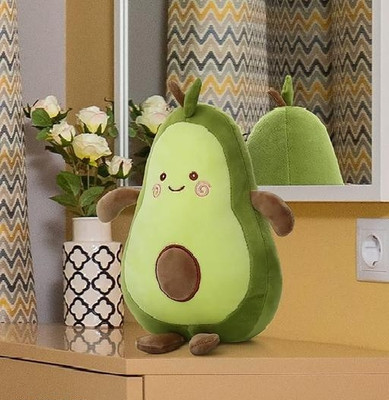 fluffnest Avacado Soft PillowToy Fruit Shaped Stuffed Toy Plush Toy for Kids 30 cm (Green)  - 30 cm(Green)